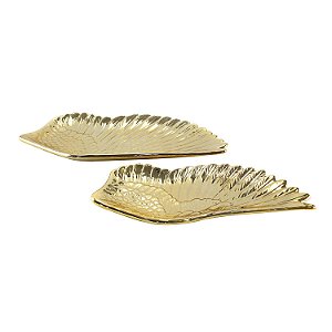 CJ DE PRATOS DE RESINA DOURADO  2 PCS G 34CM X 15,5CM X 3CM