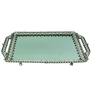 BANDEJA DE METAL COM CRISTAL