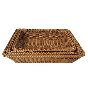 CONJ. DE BANDEJAS EM FIBRA SINTETICA BEGE  3 PCS G  44,5CM X
