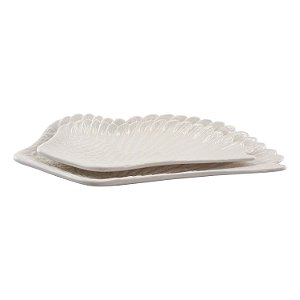 CJ DE PRATOS DE RESINA BRANCO  2 PCS G 34CM X 15,5CM X 3CM