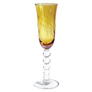 CJ. DE TACAS DE CHAMPAGNE EM VIDRO CRISTALINO COM LAPIDACA