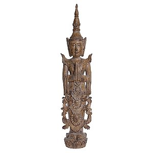 BUDDHA DECORATIVO EM RESINA MARROM 14CM X 11CM X 62CM