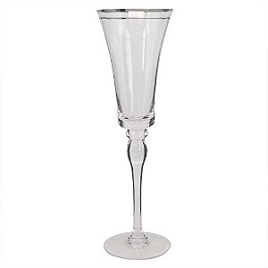 CONJ. DE TACAS PARA CHAMPAGNE DE VIDRO COM DETALHES PRATA  6