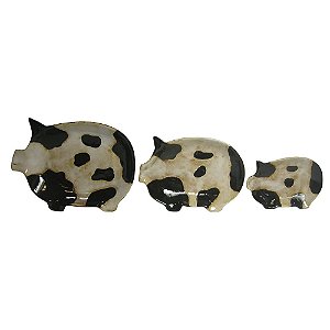 CJ. DE PETISQUEIRAS DE CERAMICA - PORCO - 3 PCS