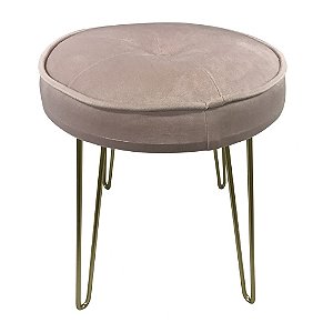 BANQUETA DE METAL E VELUDO ROSE E DOURADO