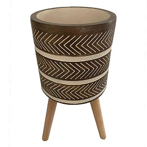 CACHEPOTS DE CIMENTO COM BASE DE MADEIRA