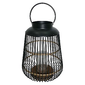LANTERNA DE METAL COM DETAHES EM BAMBU