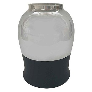 VASO DE VIDRO METALIZADO PRATA E PRETO