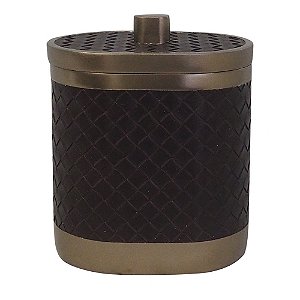 POTE DE RESINA PRETO E DOURADO