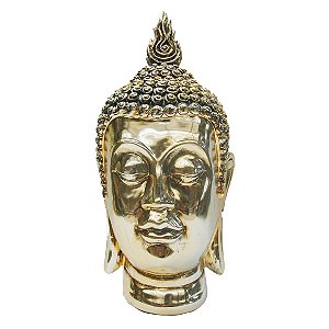 CABECA DE BUDDHA DE RESINA DOURADO 19CM X 18CM X 37,5CM