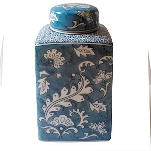 POTE DE CERAMICA ADAMASCADO BLUE 15CM X 15CM X 27CM