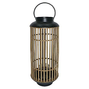 LANTERNA DE BAMBU COM DETALHES EM METAL