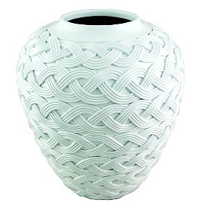 VASO DECORATIVO DE RESINA BRANCO26,5CM X 26,5CM X 30CM