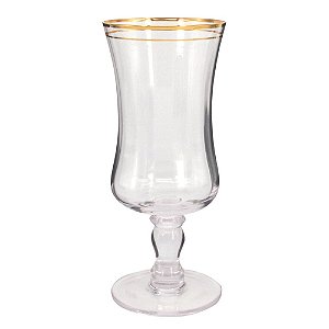 CONJ. DE TACAS PARA AGUA DE VIDRO COM DETALHES EM DOURADO  6