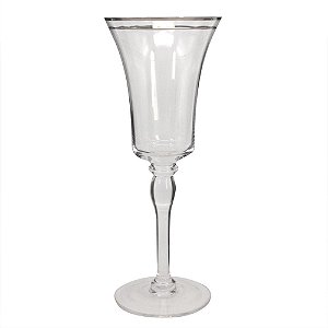 CONJ. DE TACAS PARA CHAMPAGNE DE VIDRO COM DETALHES PRATA  6