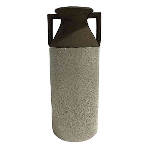 VASO DE CERAMICA MARROM E BEGE