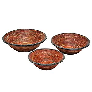 CONJUNTO DE FRUTEIRA DE BAMBU REDONDA