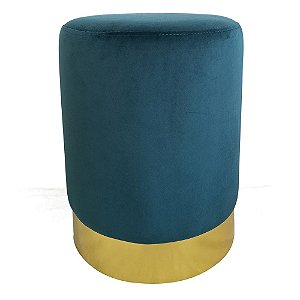 BANQUETA EM METAL E VELUDO VERDE E DOURADA 35CM X 35CM X 45C