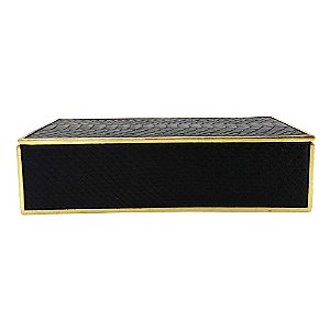 CAIXA COM TAMPA TIPO COBRA PRETA E DOURADA 30CM X 15CM X 9CM