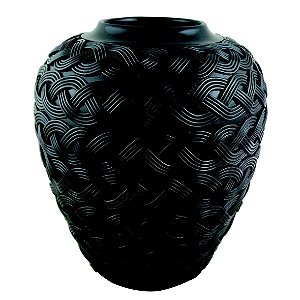VASO DECORATIVO DE RESINA PRETO26,5CM X 26,5CM X 30CM