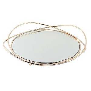 BANDEJA DE METAL E ESPELHO 46CM X 46CM X 7CM
