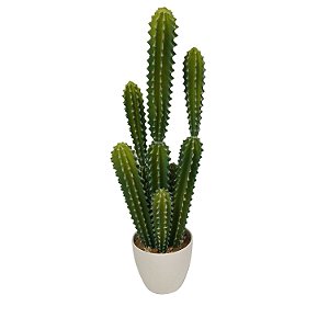 CACTO DECORATIVO EM PLASTICO E CERAMICA BEGE 14CM X 14CM X 6