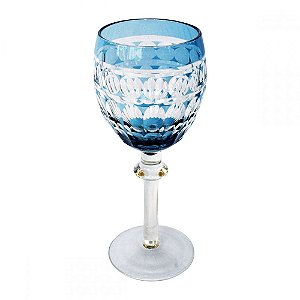 CJ TACASS DE VINHO DE VIDRO AZUL  6 PCS 8CM X 8CM X 19CM