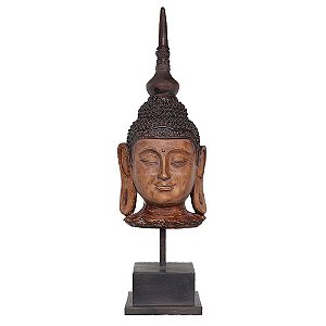 BUDDHA DECORATIVO EM RESINA MARROM 22,5CM X 20,5CM X 71,5CM