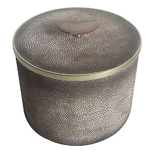 CAIXA COM TAMPA TIPO GALUCHAT E PEDRA CINZA E DOURADA 20CM X