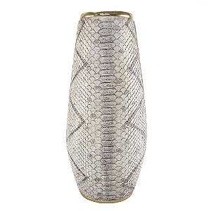VASO TIPO COBRA CINZA E DOURADO 22CM X 19CM X 47CM