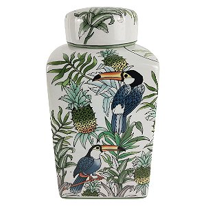 POTE DE PORCELANA TUCANO 17CM X 17CM X 38CM