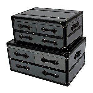 CJ DE BAUS DE METAL COM COURO 2 PCS