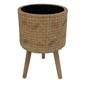 CACHEPOTS DE CIMENTO COM BASE DE MADEIRA