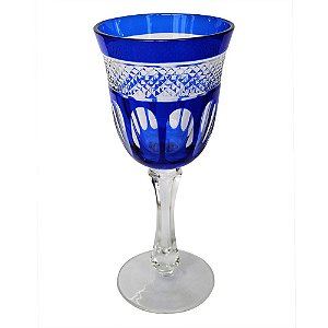 CONJ. DE TACAS PARA VINHO BRANCO DE VIDRO AZUL  6 PCS D8,3CM