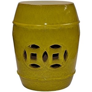 BANQUETA SEAT GARDEN DE CERAMICA AMARELO- 38X48 CM