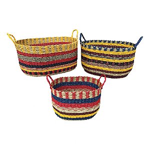 CONJ DE CESTOS DE CORDA  3 PECAS