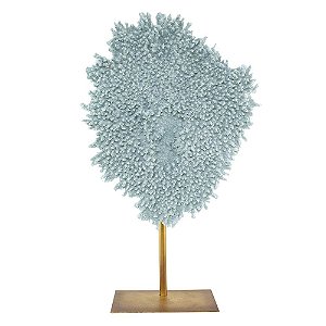 PECA DECORATIVA EM RESINA CINZA E DOURADA 37CM X 13CM X 61,5