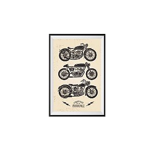 POSTER C/ MOLDURA E PASSEPARTOUR LOFT MOTORCYCLES 30 X 45 X