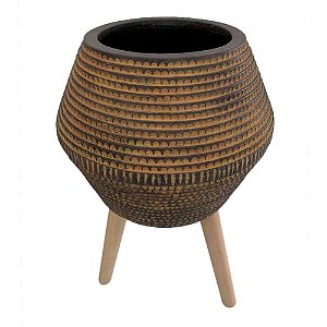 CACHEPOTS DE CIMENTO COM BASE DE MADEIRA