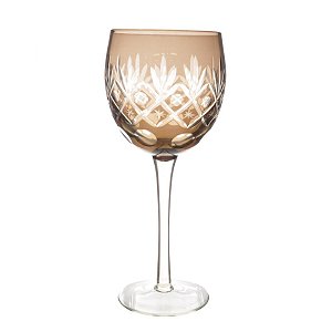 CJ. DE TACAS DE CRISTAL LAPIDADO - 6 PCS - AMBAR - 350 ML