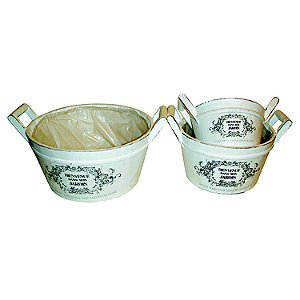 CJ DE CACHEPOTS DE MADEIRA 3 PCS
