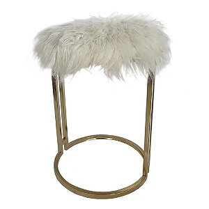 BANQUETA DE METAL E TECIDO PLUMA BRANCO