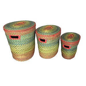 CJ DE 3 CESTOS EM PLANCTON VEGETAL COLORIDO G 45CM X