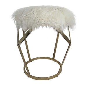 BANQUETA DE METAL E TECIDO PLUMA BRANCO