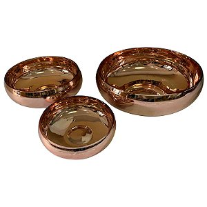 CJ. DE CENTRO DE MESA DE VIDRO BRONZE - 3PS