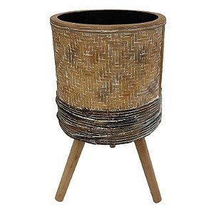 CACHEPOTS DE CIMENTO COM BASE DE MADEIRA