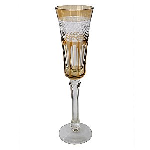 CONJ. DE TACAS DE CHAMPAGNE DE VIDRO AMBAR  6 PCS D6CM X 24C