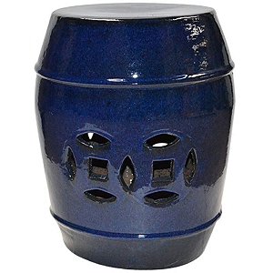 BANQUETA SEAT GARDEN DE CERAMICA AZUL- 38X48 CM
