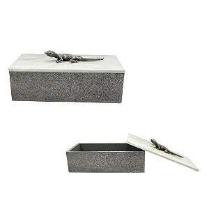 CAIXAS DE RESINA E MARMORE CINZA COM LARGARTO 3D