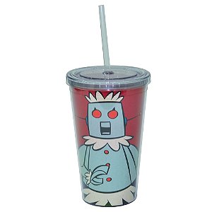 COPO PLASTICO COM TAMPA E CANUDO HB THE JETSONS ROSE FD VERM